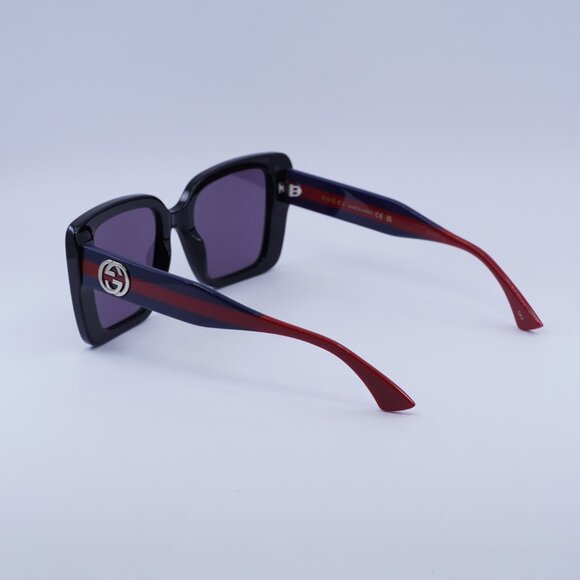 Gucci GG1861S 004 Sunglasses Shiny Black Square Frame, Dark Violet Lenses main image 9